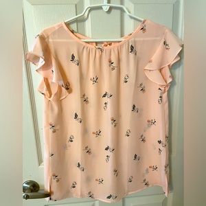 Pink floral Loft blouse (new)